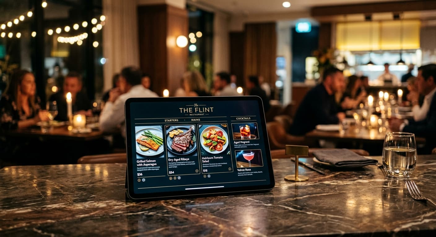A restaurant owner using a tablet to update menu prices in real-time